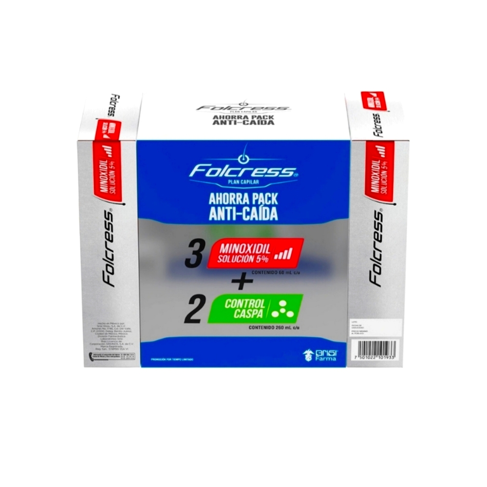 Folcrees Monoxidil 5% Caida del Cabello Spray & Shampoo Anti Caspa